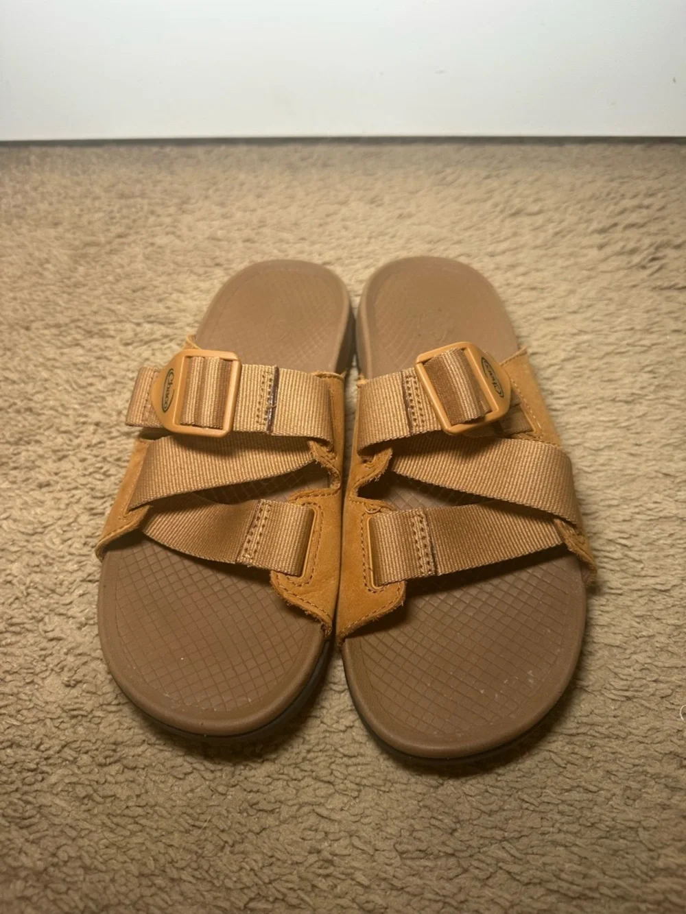 Chaco Women's Lowdown Leather Slide Sandals Size 6 Camel Color